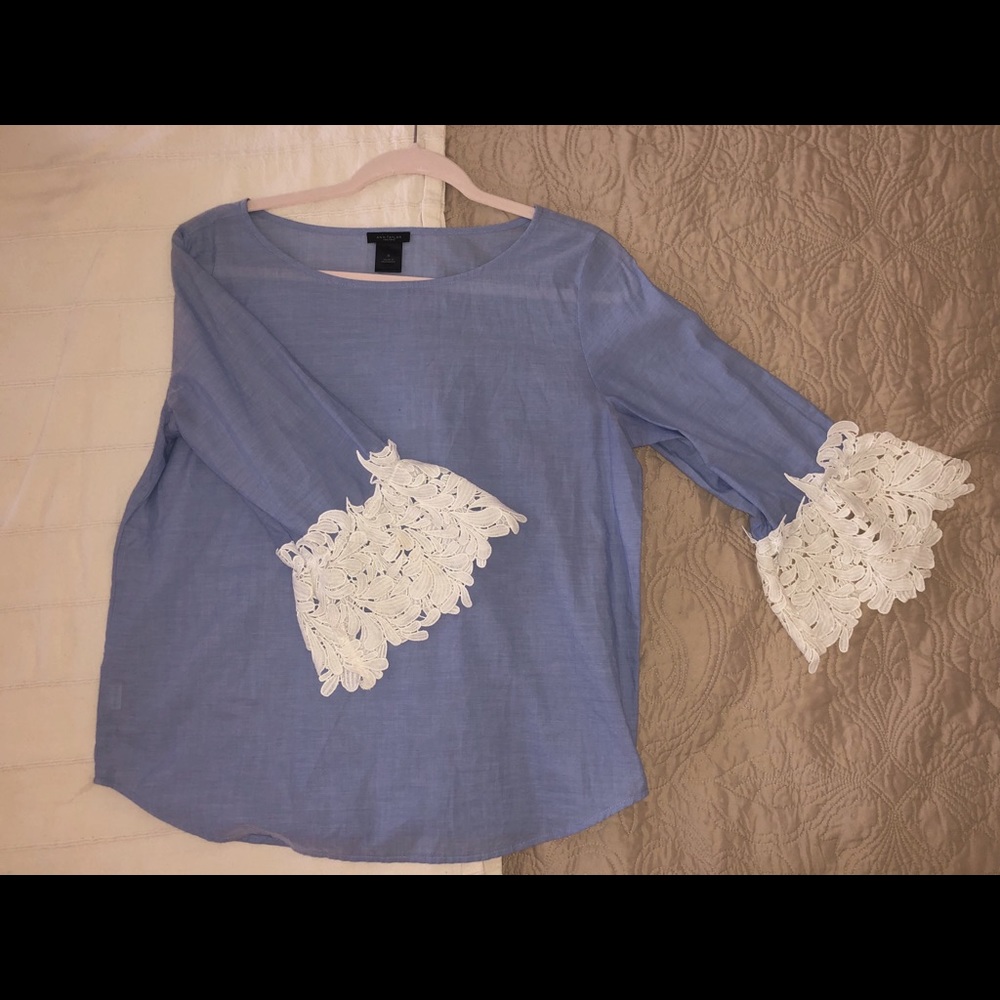 Ann Taylor Top- Lace Bell Sleeve